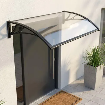 Immagine prodotto di Milani Home - pensilina ingresso in policarbonato trasparente, 60 x 100 cm, tettoia porta per esterno