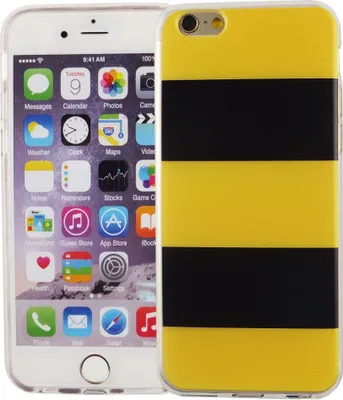 Produktbild von Handy Hülle für Apple iPhone 6 / 6s Cover Case Schutz Tasche Motiv Slim Silikon TPU Gelb / Schwarz