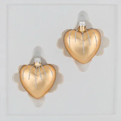 Produktbild von 2 tlg. Glas-Herzen Set in Classic Gold Silber Regen