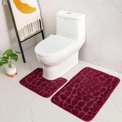 Produktbild von 2-teiliges Set rutschfeste Badmatten, hochwasserabsorbierende Duschmatten und Toilettenmatten
