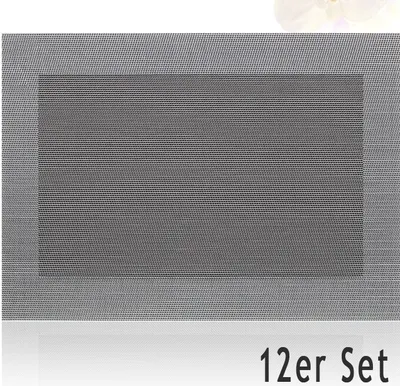Produktbild von Tischset BORDA 12er silber schwarz Tischunterlage als Tischdeko
