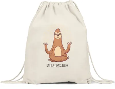 Produktbild von Anti-Stress Turnbeutel Gymsack Ohmmm Lustig Spruch Ironie Faultier Geschenk-Idee Bürokollegen Chillen