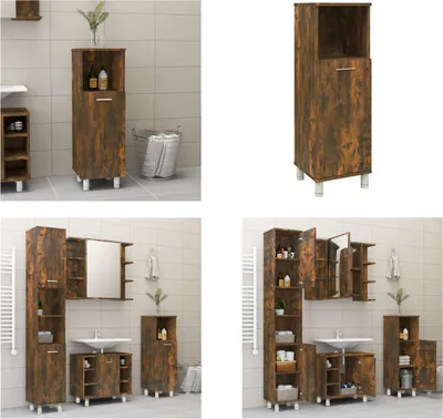 Produktbild von vidaXL Badschrank Räuchereiche 30x30x95 cm Holzwerkstoff - Badezimmerschrank - Badezimmerschränke - Badezimmermöbel - Badmöbel