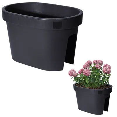 Obrázek produktu pro Kolejnicový květináč v černé barvě, 90% recyklovaný materiál
