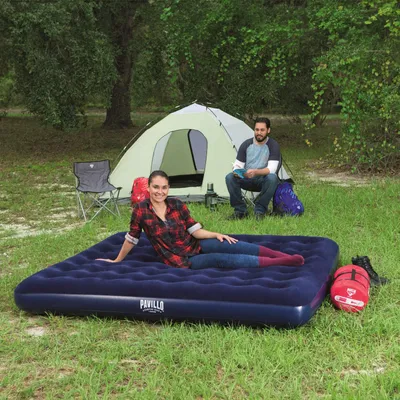 Image de Matelas gonflable - pour deux personnes, en velours - bleu - 203 x 183 x 22 cm, Image générée par une IA