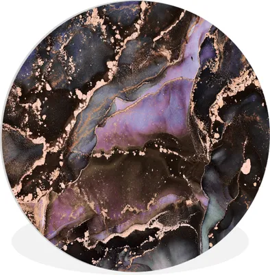 Produktbild von MuchoWow® Rundes Wandbild - Runde Bilder Marmor - Gold - Rosa Ø 60 cm Kreis Wanddekoration Kunststoff - Wandkreis - Wandschmuck - Wand Kreis - Das Schlafzimmer - Die Bilder - Wandmalerei - Kunst für das Haus - das Plastik