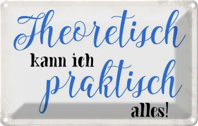 Produktbild von vianmo Blechschild 12x18 cm theoretisch kann praktisch alles Spruch Zitat