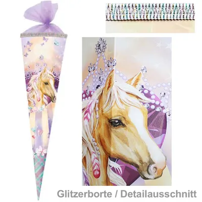 Produktbild von Herlitz Schultüte 85 cm veredelt Mädchen, Motiv:Horse Glitzer