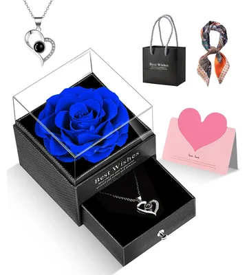 Ewige Rose mit Halskette Ich liebe Dich – Geschenk für Frauen