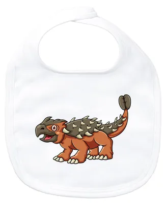 Produktbild von Huuraa Baby Lätzchen Ankylosaurus Dinosaurier White Klettverschluss  Baumwolle Latz Geschenkidee