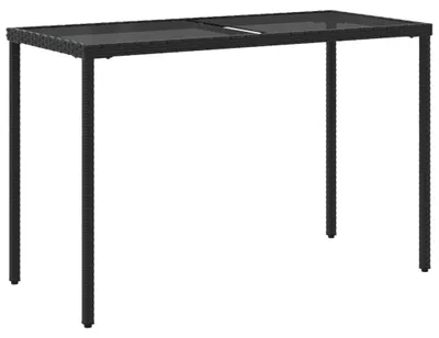 Produktbild von vidaXL Gartentisch mit Glasplatte Schwarz 115x54x74 cm Poly Rattan
