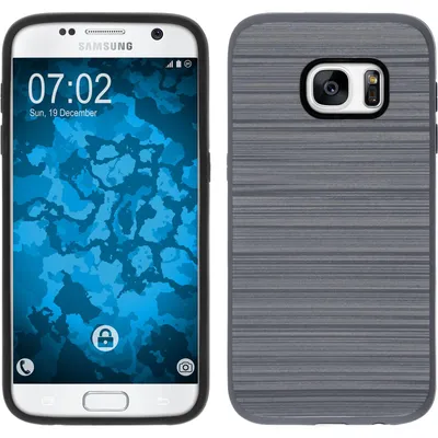 Produktbild von PhoneNatic Hybridhülle kompatibel mit Samsung Galaxy S7 - brushed Case grau Cover Schutzhülle + 2 Schutzfolien