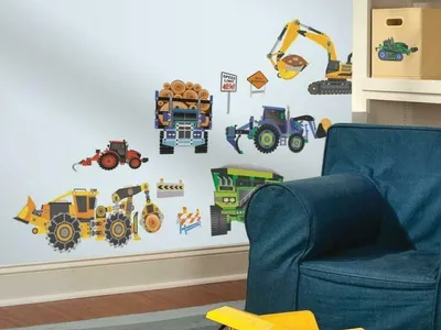 Obrázek produktu pro Nálepky na zeď BAGRY do klučičího pokoje