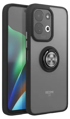 Productafbeelding van Avizar hoesje voor de Redmi 17, met ringhouder en magnetische bevestiging, zwart/transparant
