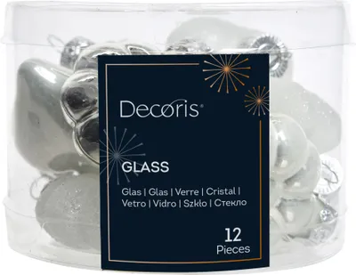 Produktbild von Weihnachtskugeln, weiß und silber, 12er-Set, 4,5 cm