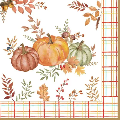 Produktbild von 20 Servietten Harvest - Kürbisse an Herbstbordüre 33x33cm