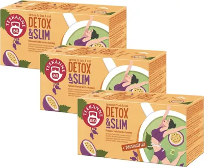 Produktbild von Teekanne Detox & Slim Passionsfrucht Kräutertee 60 Beutel - Brennnessel Grüntee