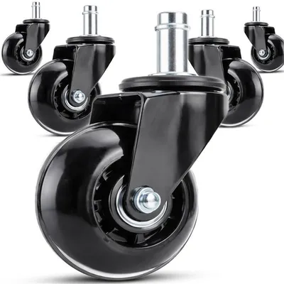 Produktbild von 5er Bürostuhlrollen für Teppich- Parkettböden, Weichboden und Hartboden, Bürostuhl Rollen, Ersatzrollen, Ersatz Bürostuhlrollen Set, 75mm 360° Retoo
