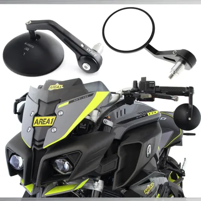Produktbild von Area1 Premium Motorrad Lenkerendenspiegel rund e- CNC/Alu Motorrad Rückspiegel Set (Rechts+Links) Kompatibel mit BMW KTM Yamaha Honda Kawasaki KSR Moto Suzuki Triumph Aprilia Ducati Beta LSR