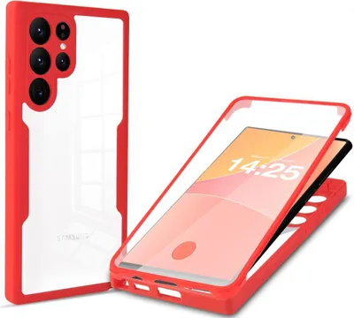 Produktbild von 360 Grad Rundum Schutz Handyhülle für Samsung Galaxy S23 Ultra Full Cover Vollschutz Case Farbe: Rot
