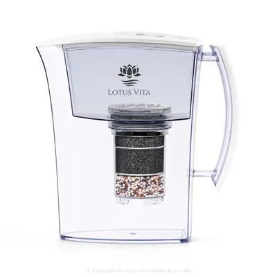Produktbild von Lotus Vita Wasserfilter Kanne Lotus 1,6L - Weiß Matt - Natura Plus