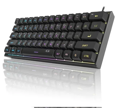 Produktbild von USB-Membran-Tastatur TS91, 61 Tasten, 60 % kompakt, RGB-Beleuchtung, ABS Double-Shot-Keycaps, Schwarz