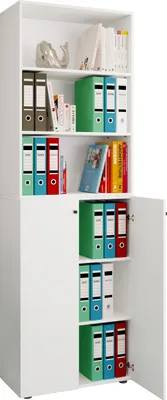 Image de Armoire de bureau avec 6 compartiments | Étagère de bureau | Armoire de classement moderne avec portes tournantes | Dimensions env. H. 220 x W. 70 x D. 40cm – Lona 6 compartiments