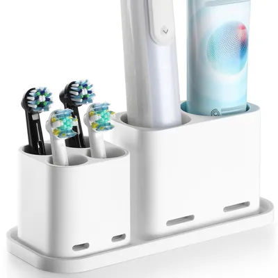 Productafbeelding van Tandenborstelhouder, wit, geschikt voor 6 borstels, zonder montage, compatibel met Oral-B en Sonicare