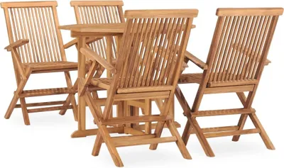Produktbild von 5-tlg. Garten-Essgruppe Klappbar Massivholz Teak