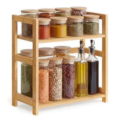 Produktbild von SONGMICS Gewürzregal mit 2 Ebenen, Küchenregal, für Arbeitsplatte, Küche, beige