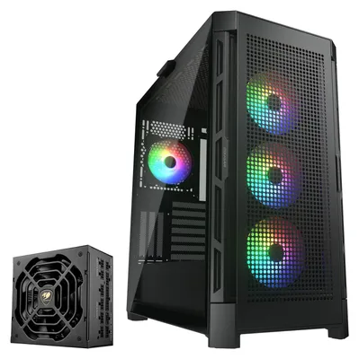 Produktbild von COUGAR Gaming-Gehäuse DuoFace Pro Midi-Tower schwarz ARGB USB Type-C Gen2 x1, USB 2.0 x1, USB 3.0 x2 + Netzteil GR 1000 80+ Gold vorinstalliert