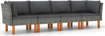 Obrázek produktu pro vidaXL 4místná zahradní pohovka s polštáři Grey Poly Rattan