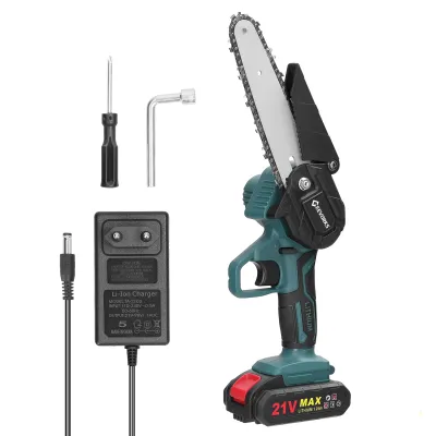 Obrázok produktu pre Mini reťazová píla, 6-palcová 21V elektrická reťazová píla, prenosná ručná akumulátorová reťazová píla Geevorks s 1 x 1200mAh batériou a 1 x nabíjačkou na záhradné prerezávanie stromov rezanie dreva