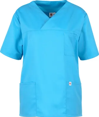 Produktbild von beb MEDIZIN/PFLEGE Uni KASACK Kurz V-Neck Lyocell/Polyester Azur XL
