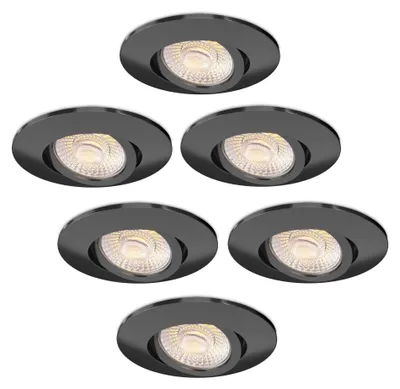Produktbild von Ledvion 6er set LED Einbaustrahler Schwarz 3W CCT Neutralweiss IP65