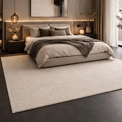 Produktbild von Teppich Wohnzimmer Schlafzimmer Kurzflor Robust Hoch-Tief-Effekt Modern 3D Creme 80x150 cm