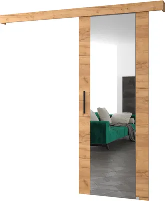 Produktbild von MEBLE KRYSPOL  Schiebetürsystem SALWADOR 2 mit Schienenabdeckung und Spiegel, Einbautüren, 90x204cm, Handwerk Gold