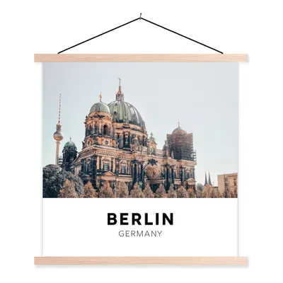 Produktbild von MuchoWow® Textilposter Deutschland - Berlin - Domtoren 40x40 cm mit holzfarbenen Rahmen - Posterleiste