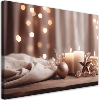 Produktbild von Leinwandbild  Weihnachtsdekoration 100x70 Feeby Beige bild für die wand bereit zum aufhängen