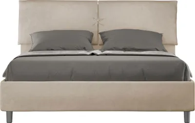Produktbild von ITYHOME - Gepolstertes Bett mit Lattenrost 160x190 mit Mikrofaserbezug Sandfarbe Mados