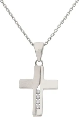 Produktbild von Kettenanhänger Weißgold 585 Zirkonia Kreuz JL22-02-0109 JuwelmaLux