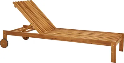 Produktbild von BELIANI Gartenliege Hellbraun Akazienholz mit Rollen Verstellbare Rückenlehne Latten-Optik Garten Outdoor Terrasse Ausstattung Möbel Sonnenliege
