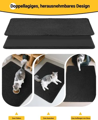 Produktbild von Famanu Katzenstreumatte 90 x 60 cm - Honigwaben Doppelschicht Design - Wasserfest