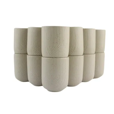 Produktbild von OTIX Kaffeetassen ohne Henkel Set von 12 Kaffeetassen Teetasse 190ml Steingut TEAK