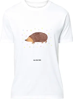 Produktbild von Mr. & Mrs. Panda Größe M T-Shirt Igel Herzen - Weiß - Geschenk, Leben, Lustige Sprüche, Herz, Shirt, mit Spruch, Kuss, Liebe, Tshirt, Herren