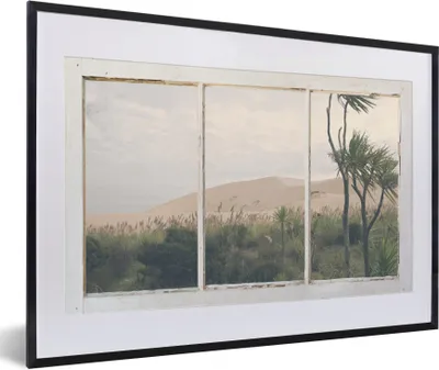 Produktbild von MuchoWow® MuchoWow® Gerahmtes Poster Aussicht - Düne - Strand 60x40 cm - Poster mit zchwarzem Bilderrahmen - Schlafzimmer - Plakat in Rahmen - Drucken