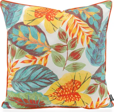 Produktbild von H.O.C.K. Tropical Outdoor Kissen 50x50cm col. 230 yellow aqua multi mit Keder orange sunny