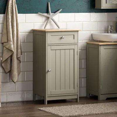 Produktbild von Badezimmerschrank mit Schublade grau Eichenholz