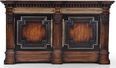 Obrázek produktu pro Casa Padrino příborník ve vintage stylu se 2 dvířky a mramorovou deskou hnědý / přírodní barvy / černý 212,5 x 56 x v. 123,5 cm - Skříňka z masivu - Nábytek ve vintage stylu - nábytek z masivu