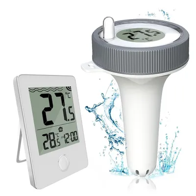 Produktbild von Digitales Teich- & Schwimmendes Pool Thermometer, Funk-Empfänger, LCD, IP67 60M